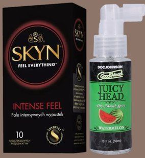 Комплект SKYN Intense Feel 10 шт + Спрей Doc Johnson GoodHead &ndash; Juicy Head Dry Mouth Spray &ndash; Watermelon 59мл SOS5684 фото