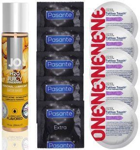 Набір 10 шт Pasante Extra та ONE Tattoo Touch + System JO H2O &mdash; Juicy Pineapple (30 мл) SOS4871 фото