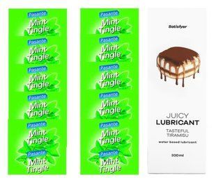 Комплект Pasante Mint 10шт. + Лубрикант Satisfyer Juicy Lubricant Tasteful Tiramisu 300 мл SOS11692 фото