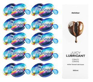 Комплект 𝐎𝐍𝐄 𝐔𝐥𝐭𝐫𝐚𝐅𝐞𝐞𝐥 10 шт. + Лубрикант Satisfyer Juicy Lubricant Crazy Crave (300 мл) SOS12292 фото