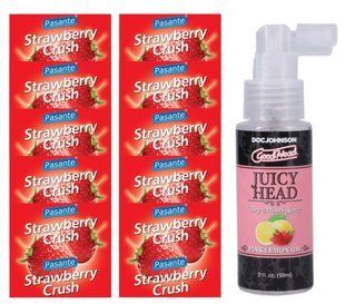 Pasante Strawberry Crush 10 шт + Doc Johnson &ndash; Juicy Head Dry Mouth &ndash; Pink Lemonade, 59 мл SOS13969 фото