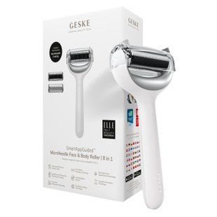 Електронний ролер для обличчя та тіла з мікроголками GESKE MicroNeedle Face&Body Roller 8в1 white HB0205 фото
