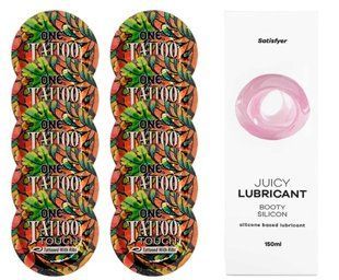 Комплект ONE Tattoo Touch 10 шт. + Лубрикант Satisfyer Juicy Lubricant Booty Silicon (150 мл) SOS12191 фото