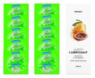 Комплект Pasante Mint 10шт. + Лубрикант Satisfyer Juicy Lubricant Mango & Passion 300 мл SOS11691 фото