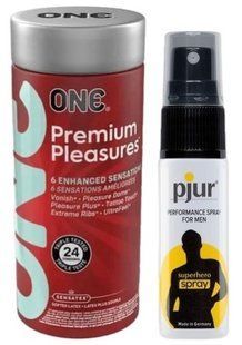 Набір з 24 шт ONE Premium Pleasures + Пролонгатор pjur Superhero Spray 20 мл SOS9397 фото