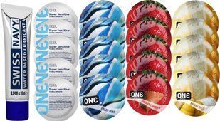 Набор из Swiss Navy Water-Based 10 мл + ONE Sensitive + ONE Mint + ONEChocolateStrawberry + ONEBanana SOS8540 фото
