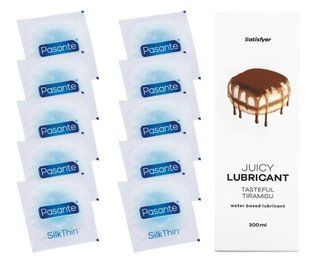 Комплект Pasante Silk 10 шт. + Лубрикант Satisfyer Juicy Lubricant Tasteful Tiramisu 300 мл SOS11540 фото