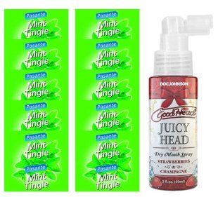 Комплект Pasante Mint Tingle 10 шт + Doc Johnson GoodHead Juicy Head Strawberries and Champagne (59 мл) SOS13917 фото