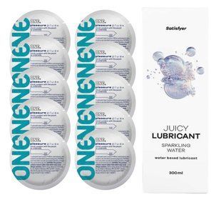 Комплект 𝐎𝐍𝐄 𝐏𝐥𝐮𝐬 10 шт. + Лубрикант Satisfyer Juicy Lubricant Sparkling Water (300 мл) SOS12340 фото