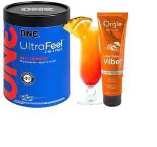 ONE UltraFeel 2-в-1. 40 шт.+ гель-комфорт з ефектом вібрації та смаком тропічного коктейлю, 100 мл SOS6483 фото