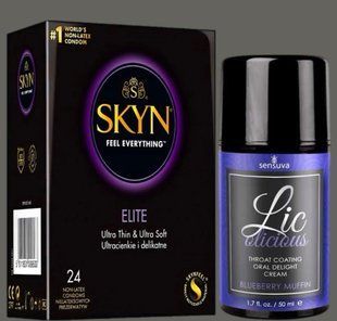 Набір SKYN Elite, 24 шт + Гель Sensuva - Lic-o-licious Blueberry Muffin (50 мл) SOS5358 фото