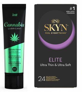 Набір : SKYN Elite 24 шт та Лубрикант Intt Cannabis 100 мл SOS230 фото
