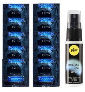 Комплект Pasante Extra Safe 10 шт + pjur Analyse Me! (20 мл) SOS14163 фото