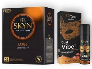 SKYN Large, 36 шт + DUAL VIBE!, 15 мл Orgie sex on the beach SOS6858 фото