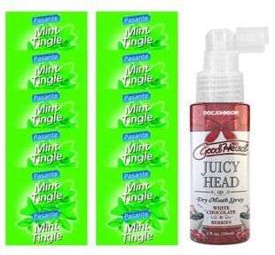 Комплект Pasante Mint Tingle 10 шт + Doc Johnson GoodHead Juicy Head White Chocolate & Berries (59 мл) SOS13916 фото
