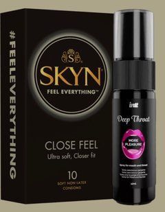 Набор SKYN Close Feel пачка 10 штук + Спрей для глубокого минета Intt Deep Throat Oral Spray (12 мл) SOS5006 фото