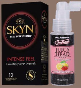Комплект SKYN Intense Feel 10 шт + Спрей Doc Johnson GoodHead &ndash; Juicy Head Dry Mouth Spray &ndash; Pink Lemonade 59мл  SOS5671 фото