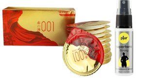 10шт. Olo Red Gold+Пролонгувальний спрей для чоловіків pjur Superhero Strong Spray, 20 мл. SOS6653 фото