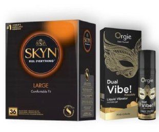 SKYN Large, 36 шт + DUAL VIBE!, 15 мл Orgie pina colada SOS6857 фото