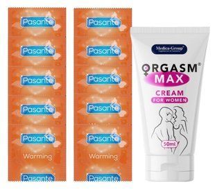 Комплект Pasante Warming 10 шт + Orgasm Max Cream for Women 50 мл SOS14264 фото
