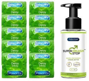 Комплект: Pasante Delay 10 шт + Пролонгатор Medica‑Group Super Orgasm Stop Gel 150 мл SOS11054 фото