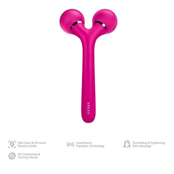 Электронный ультразвуковой ролик для лица и тела GESKE Sonic Facial&Body Roller 4в1 magenta HB0031 фото