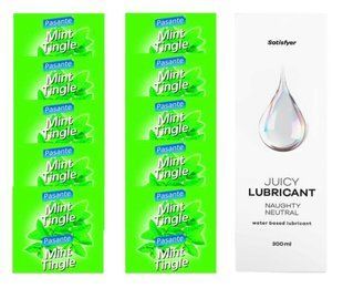 Комплект Pasante Mint 10шт. + Лубрикант Satisfyer Juicy Lubricant Naughty Neutral 300 мл SOS11687 фото