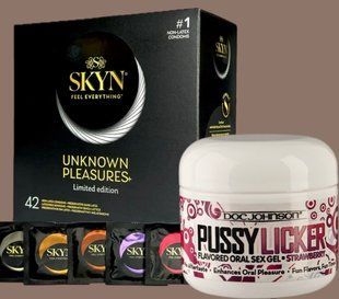 Набір SKYN Pleasures, 42 шт-6 видів + Гель Doc Johnson Pussy Licker Strawberry (56 г) SOS5154 фото