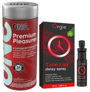 Набір з 24 шт ONE Premium Pleasures + Пролонгатор Time Lag, 25 мл. ORGIE SOS9392 фото