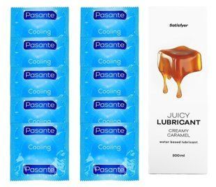Комплект Pasante Cooling 10шт. + Лубрикант Satisfyer Juicy Lubricant Creamy Caramel 300 мл SOS11585 фото