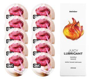 Комплект 𝐎𝐍𝐄 Bubblegum 10 шт. + Лубрикант Satisfyer Juicy Lubricant Warm Wave (300 мл) SOS12235 фото