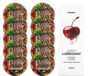 Комплект ONE Tattoo Touch 10 шт. + Лубрикант Satisfyer Juicy Lubricant Cheeky Cherry (300 мл) SOS12184 фото