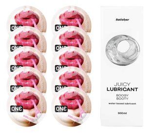 Комплект 𝐎𝐍𝐄 Bubblegum 10 шт. + Лубрикант Satisfyer Juicy Lubricant Boogy Booty (300 мл) SOS12234 фото