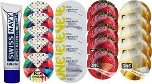 Набор из Swiss Navy Water-Based 10 мл + ONERibs + ONE Studs + ONEChocolateStrawberry + ONEBanana SOS8533 фото