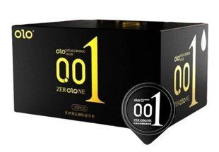 OLO 0.01 jelly box condoms black, зі збільшеною кількістю лубриканту 10 шт OL60 фото