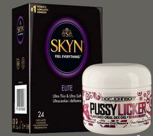 Набор SKYN Elite, 24 шт. + Гель Doc Johnson Pussy Licker Strawberry (56 г) SOS5302 фото