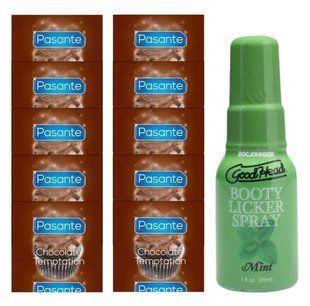 Pasante Chocolate Temptation 10 шт + Doc Johnson Booty Licker Spray &ndash; Mint (29 мл) SOS14010 фото