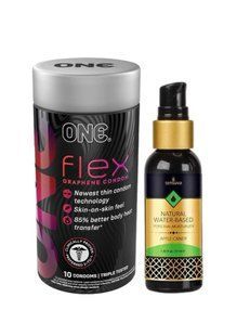 ONE Flex 10 шт.+ Змазка на водній основі Sensuva Natural Water-Based Apple Candy (57мл) SOS6389 фото