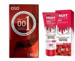 Набір : OLO Bare Thin 001 Square з точками 10 шт та Лубрикант OLO SWEET SECRET з ароматом полуниці 120ml OL30 фото