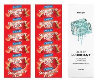 Комплект Pasante Strawberry 10шт. + Лубрикант Satisfyer Juicy Lubricant Cooling Comfort 300 мл SOS11650 фото