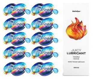 Комплект 𝐎𝐍𝐄 𝐔𝐥𝐭𝐫𝐚𝐅𝐞𝐞𝐥 10 шт. + Лубрикант Satisfyer Juicy Lubricant Warm Wave (300 мл) SOS12300 фото