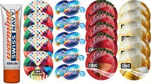 Набор из Swiss Navy Warming 10мл + ONERibs + ONE UltraFeel + ONEChocolateStrawberry + ONEBanana SOS8582 фото