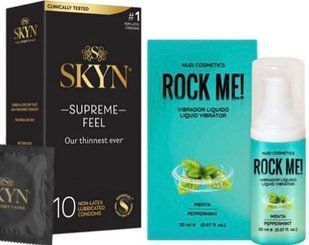 Набір з Skyn Supreme Feel 10 шт + Рідкий вібратор ROCK ME! Mint Flavor (20 мл) від Nuei SOS10277 фото