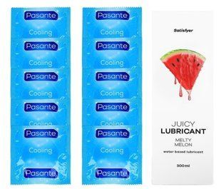 Комплект Pasante Cooling 10шт. + Лубрикант Satisfyer Juicy Lubricant Melty Melon 300 мл SOS11582 фото