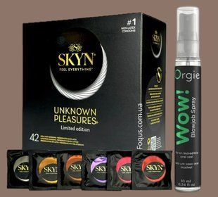 Набір SKYN Pleasures, 42 шт-6 видів + Спрей WOW! ментол: 10 мл. ORGIE SOS5150 фото