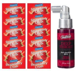 Pasante Strawberry Crush 10 шт + Doc Johnson GoodHead &ndash; Wild Cherry, 59 мл SOS13959 фото