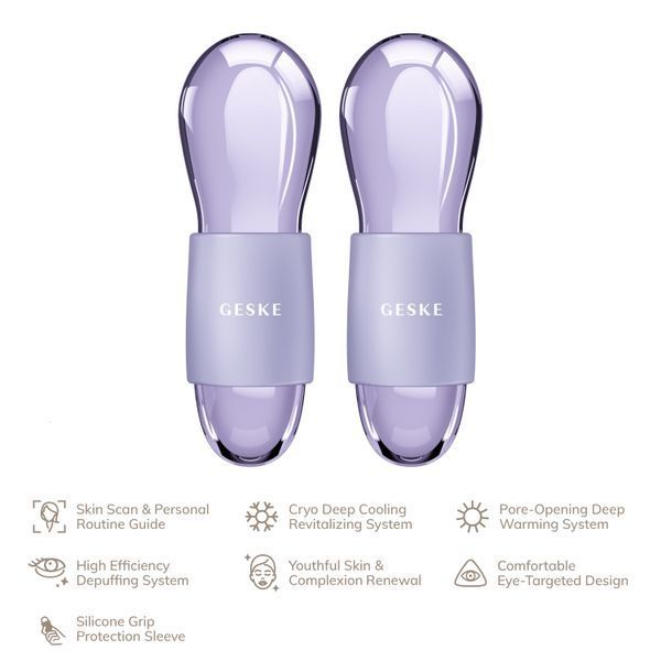 Двойной массажер для глаз GESKE Cool&Warm Duo Eye Massager 7в1 purple HB0325 фото
