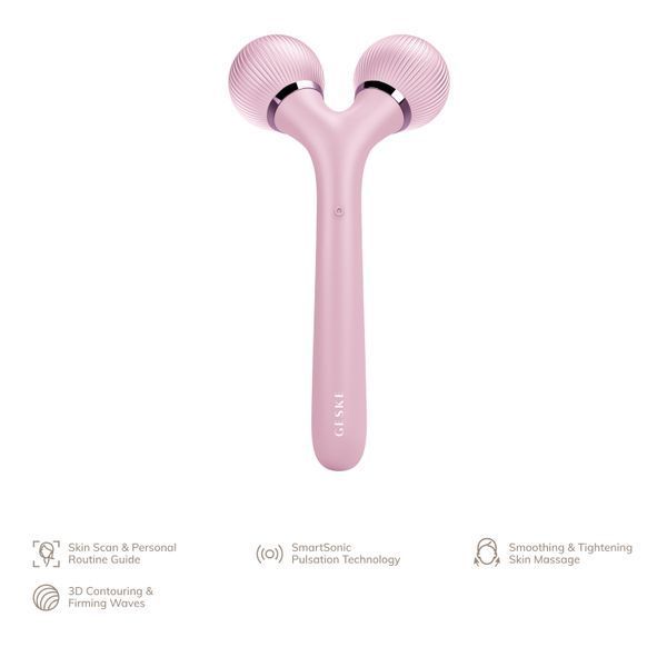 Електронний ультразвуковий ролик для обличчя та тіла GESKE Sonic Facial&Body Roller 4в1 pink HB0037 фото