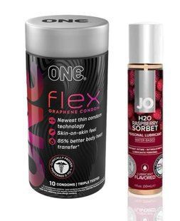 ONE Flex 10 шт. + Змазка на водній основі System JO H2O Raspberry Sorbet (120 мл) SOS6370 фото
