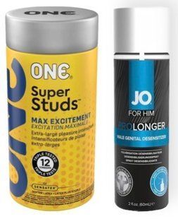 Набір 12 шт ONE Super Studs + System JO Prolonger Spray with Benzocaine (60 мл) SOS9044 фото